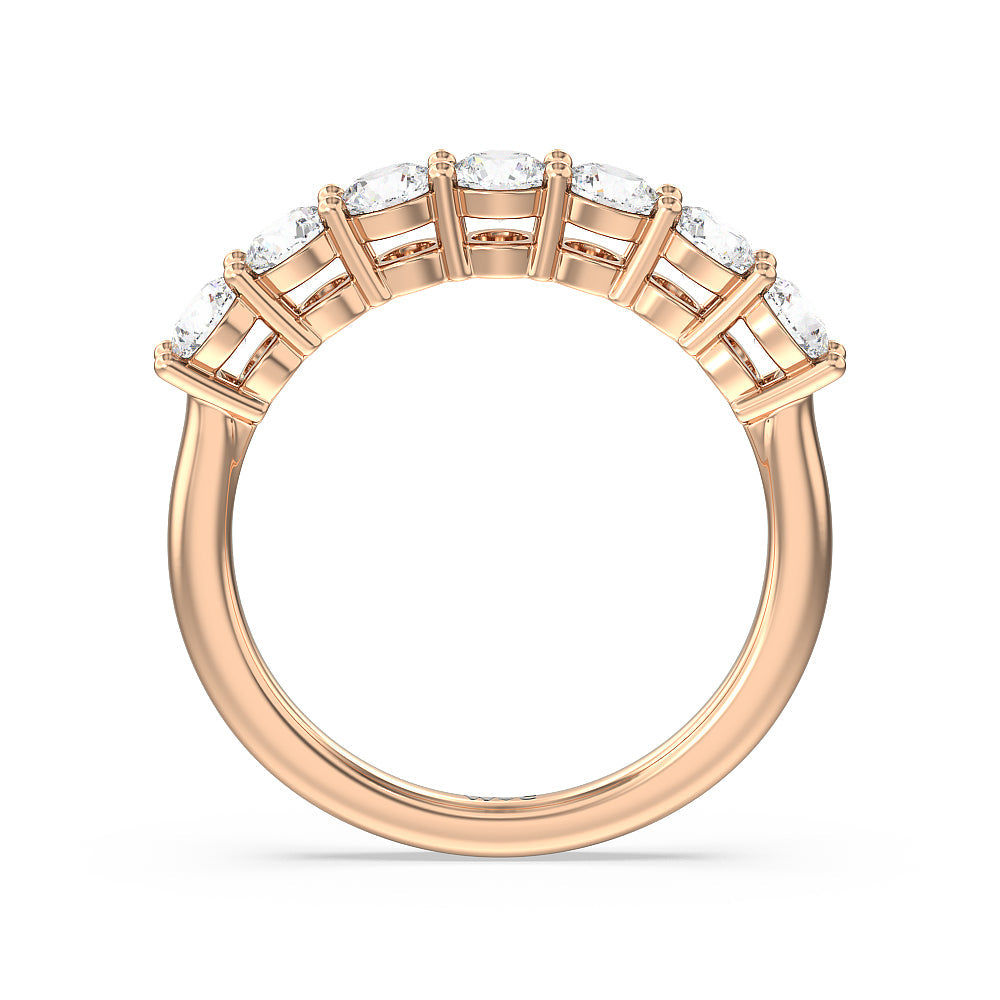 Seven Stone Round Brilliant Cut Diamond Ring (G/H SI+) with 18KT Rose Gold / Natural / 1 1/2 Cut Diamond in 14KT Rose Gold / Natural / 1 1/2 view 2
