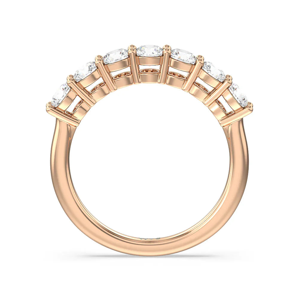 Seven Stone Round Brilliant Cut Diamond Ring (E+ VS+) with 18KT Rose Gold / Lab / 1 1/2 Cut Diamond in 14KT Rose Gold / Lab / 1 1/2 view 2
