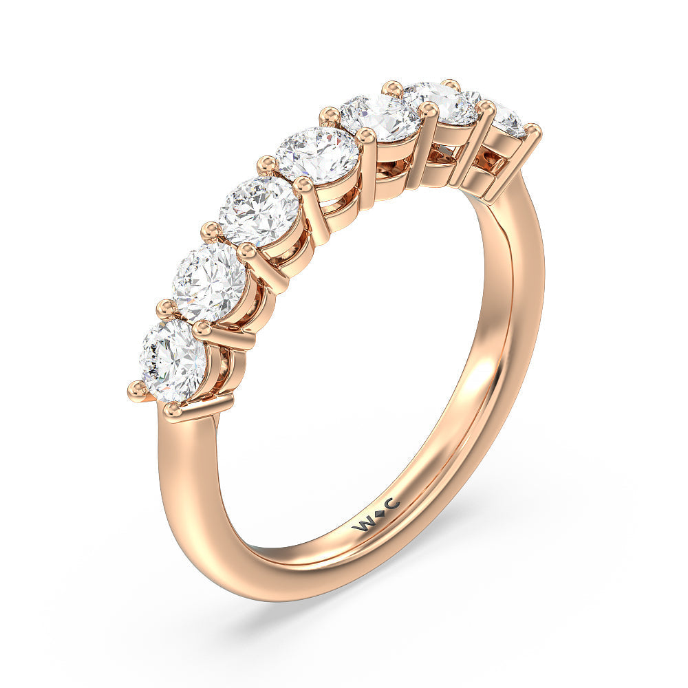 Seven Stone Round Brilliant Cut Diamond Ring (G/H SI+) with 18KT Rose Gold / Natural / 1 1/2 Cut Diamond in 14KT Rose Gold / Natural / 1 1/2 view 3

