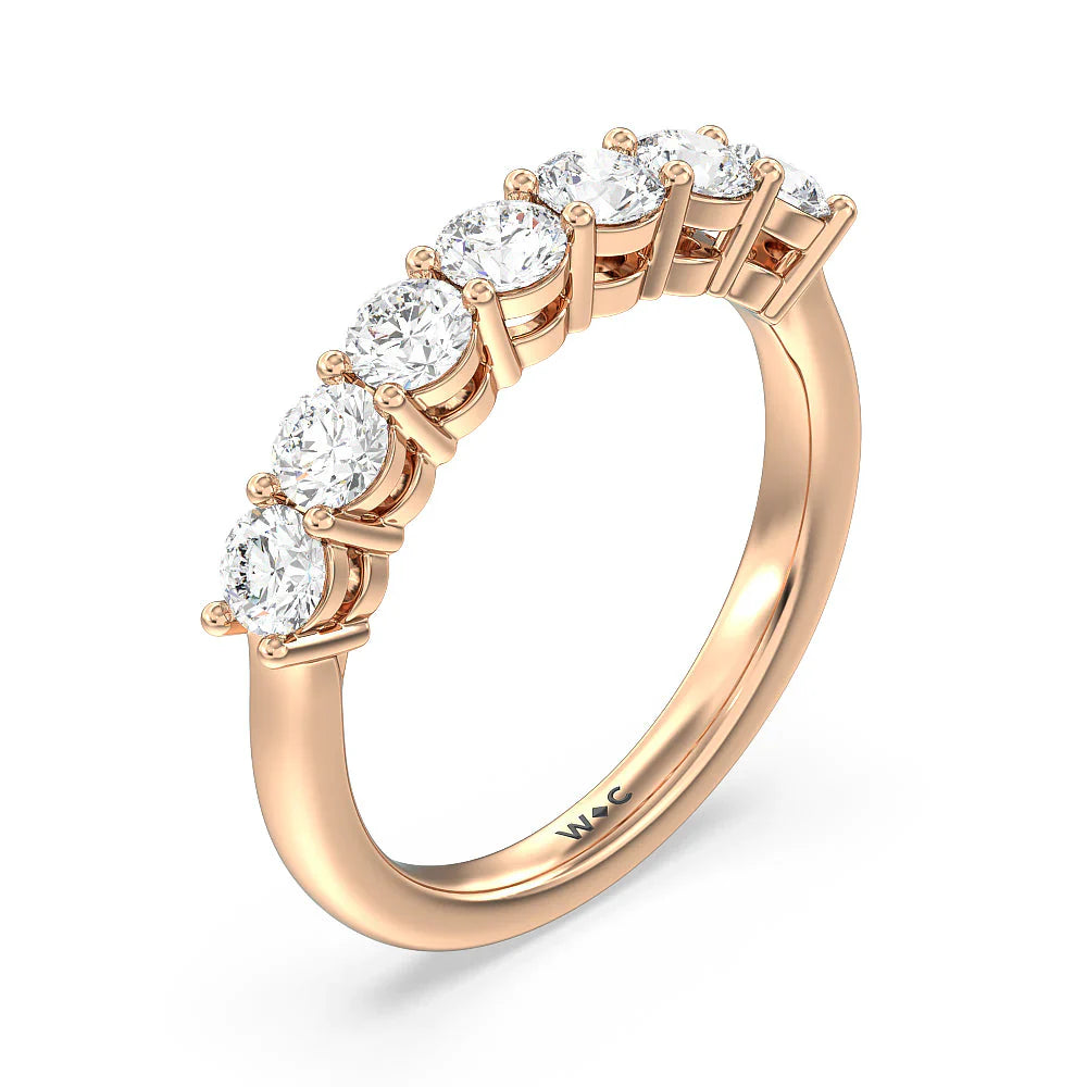 Seven Stone Round Brilliant Cut Diamond Ring (E+ VS+) with 18KT Rose Gold / Lab / 1 1/2 Cut Diamond in 14KT Rose Gold / Lab / 1 1/2 view 3
