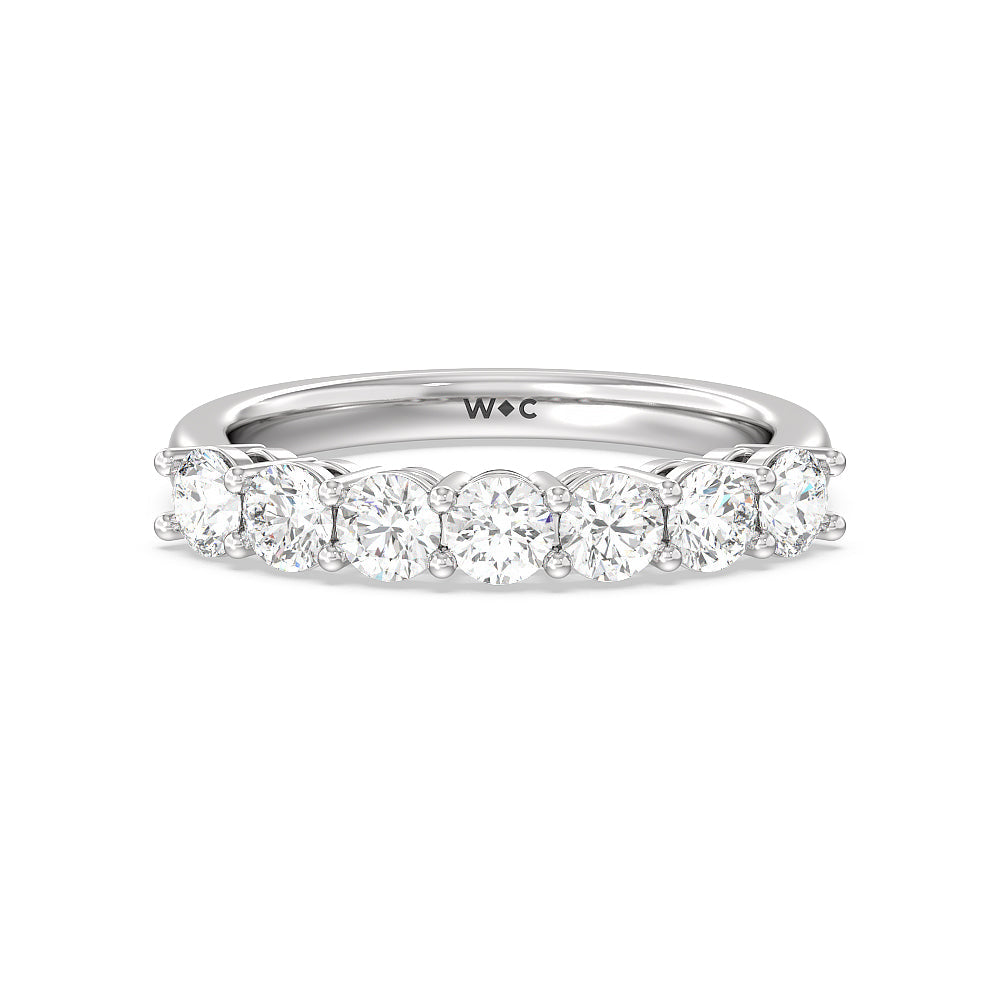Seven Stone Round Brilliant Cut Diamond Ring (G/H SI+) with Platinum / Natural / 1 1/2 Cut Diamond in 14KT Platinum / Natural / 1 1/2 view 1
