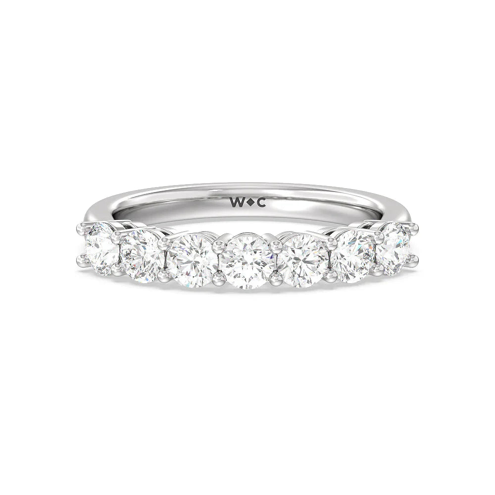 Seven Stone Round Brilliant Cut Diamond Ring (E+ VS+) with Platinum / Lab / 1 1/2 Cut Diamond in 14KT Platinum / Lab / 1 1/2 view 1
