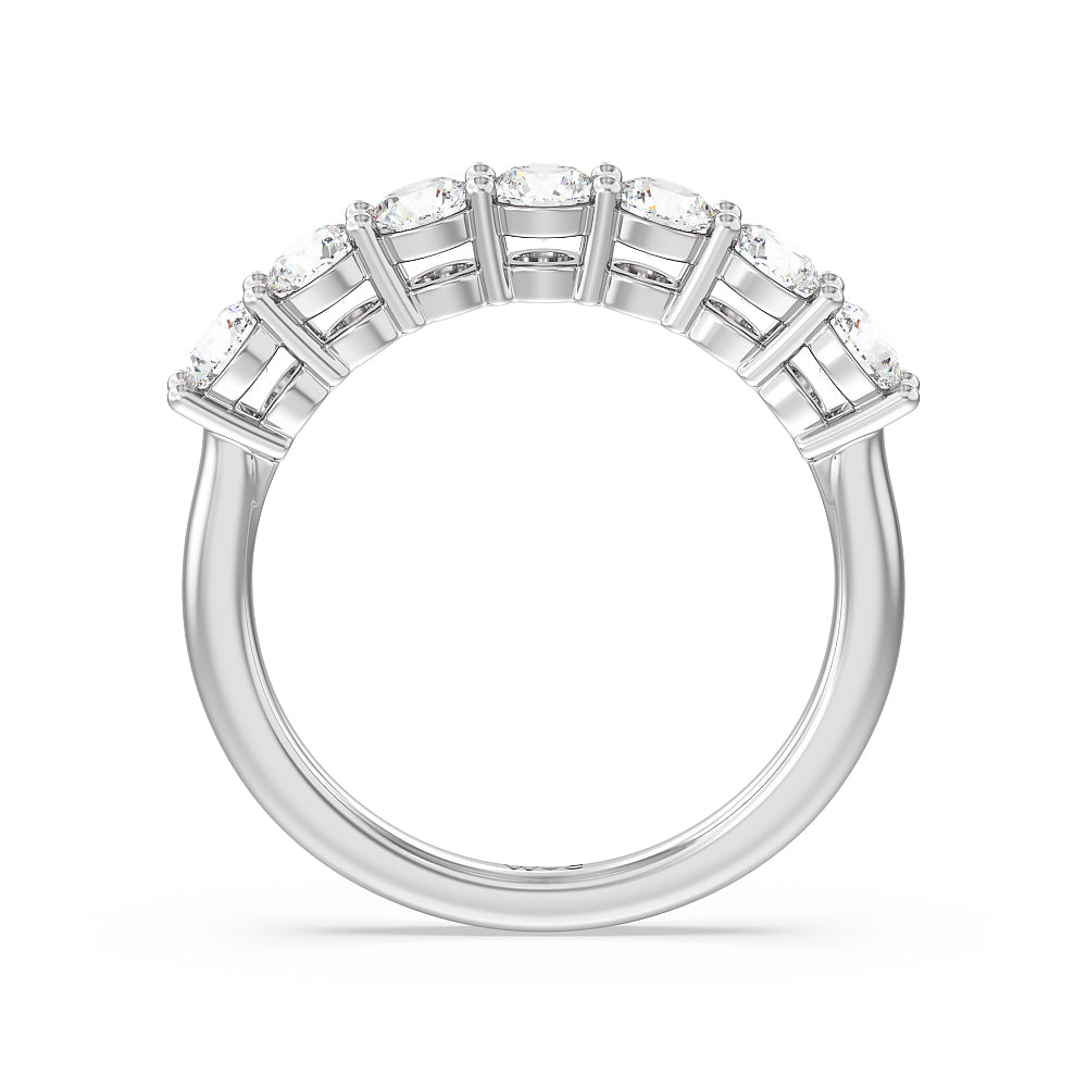 Seven Stone Round Brilliant Cut Diamond Ring (G/H SI+) with Platinum / Natural / 1 1/2 Cut Diamond in 14KT Platinum / Natural / 1 1/2 view 2
