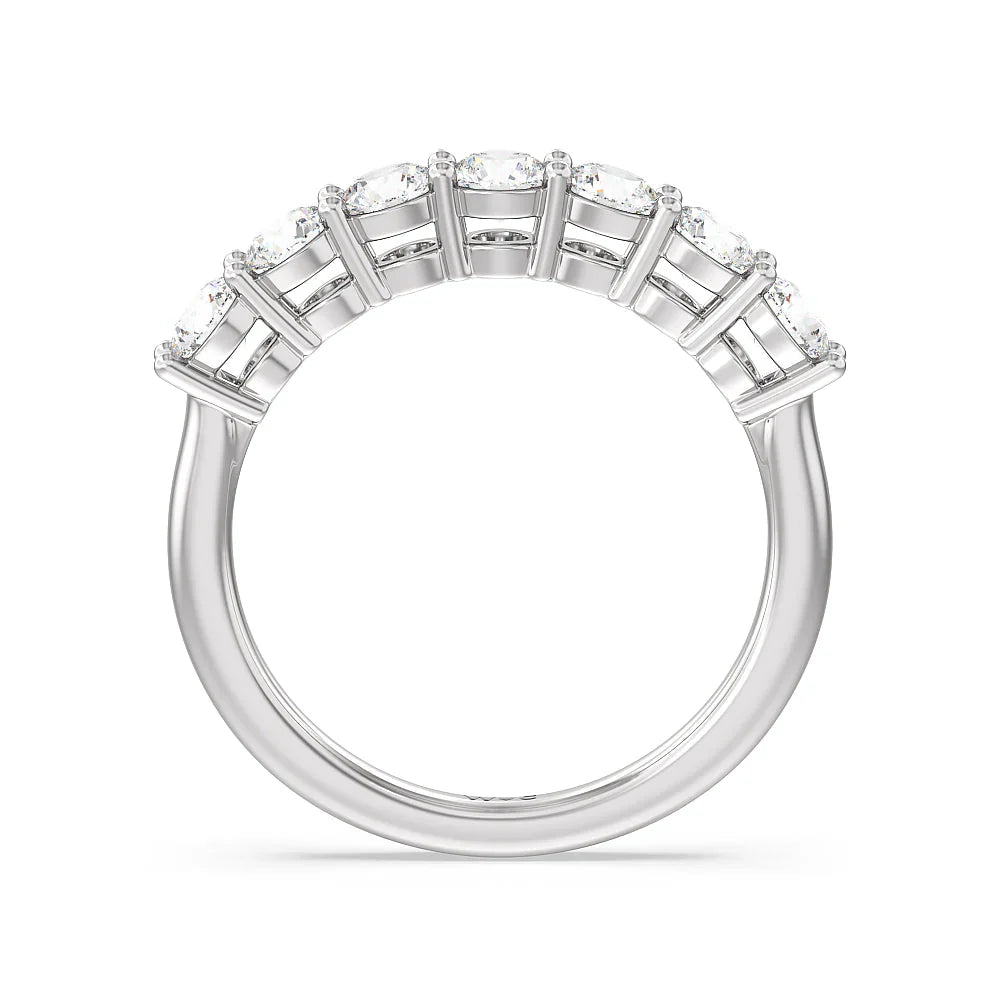 Seven Stone Round Brilliant Cut Diamond Ring (E+ VS+) with Platinum / Lab / 1 1/2 Cut Diamond in 14KT Platinum / Lab / 1 1/2 view 2
