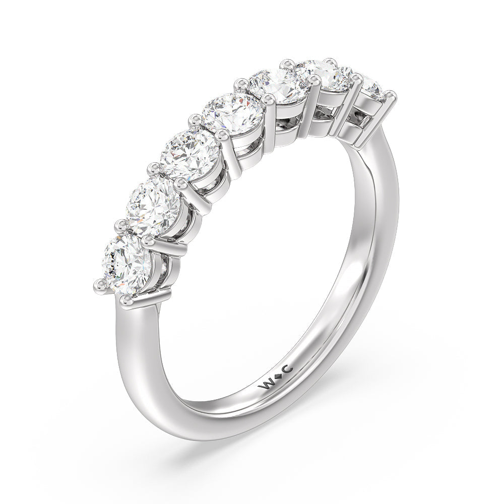 Seven Stone Round Brilliant Cut Diamond Ring (G/H SI+) with Platinum / Natural / 1 1/2 Cut Diamond in 14KT Platinum / Natural / 1 1/2 view 3
