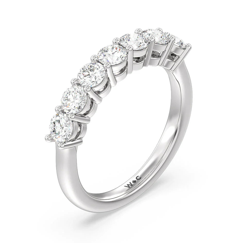 Seven Stone Round Brilliant Cut Diamond Ring (E+ VS+) with Platinum / Lab / 1 1/2 Cut Diamond in 14KT Platinum / Lab / 1 1/2 view 3
