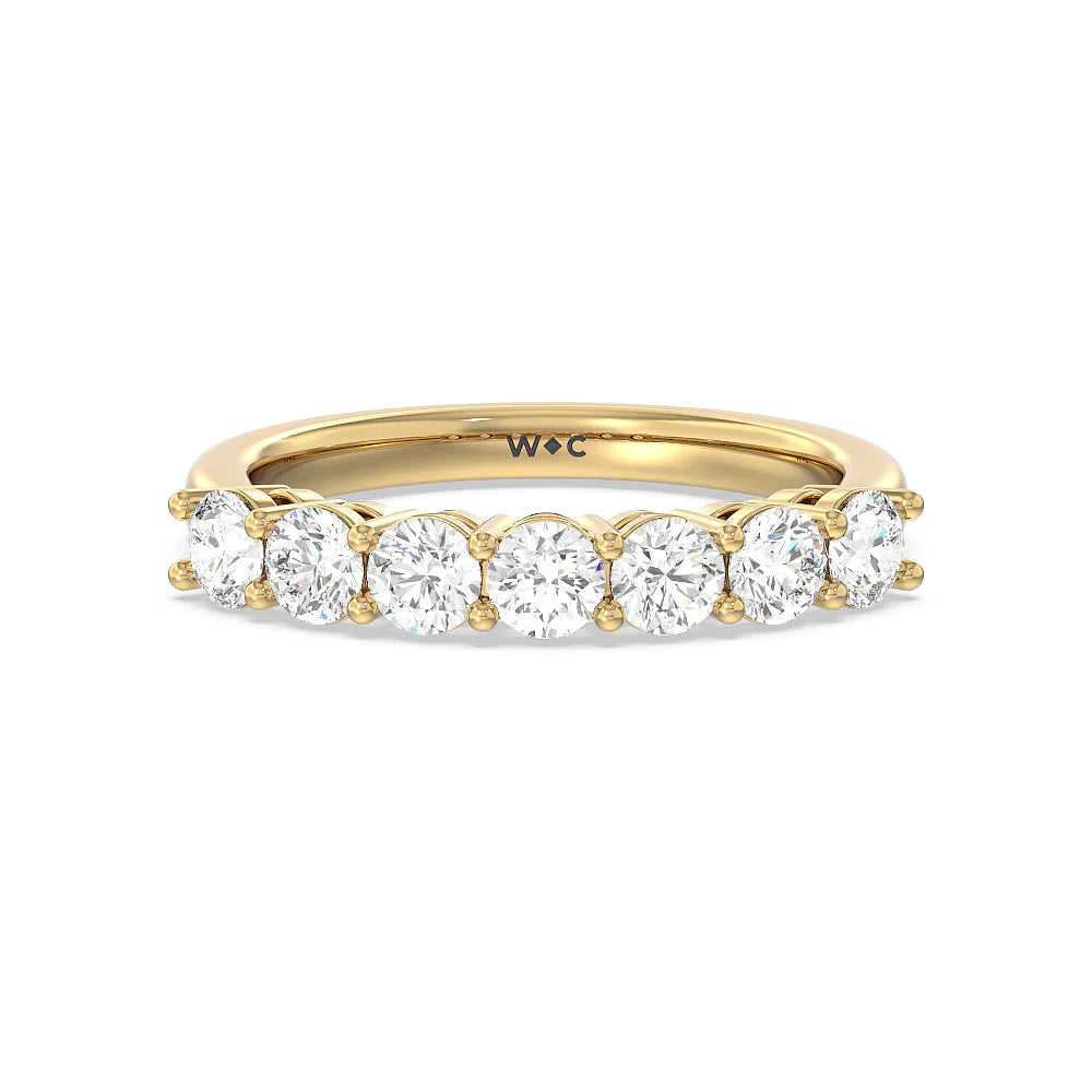 Seven Stone Round Brilliant Cut Diamond Ring (E+ VS+) with 18KT Yellow Gold / Lab / 1 1/2 Cut Diamond in 14KT Yellow Gold / Lab / 1 1/2 view 1
