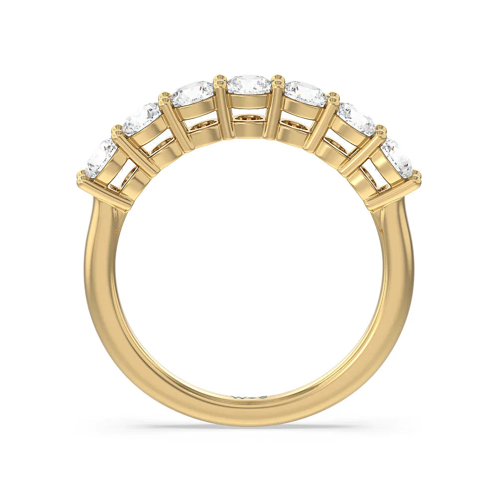 Seven Stone Round Brilliant Cut Diamond Ring (E+ VS+) with 18KT Yellow Gold / Lab / 1 1/2 Cut Diamond in 14KT Yellow Gold / Lab / 1 1/2 view 2
