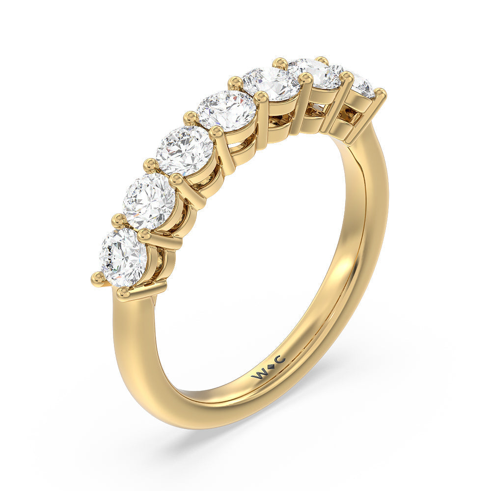 Seven Stone Round Brilliant Cut Diamond Ring (G/H SI+) with 18KT Yellow Gold / Natural / 1 1/2 Cut Diamond in 14KT Yellow Gold / Natural / 1 1/2 view 3
