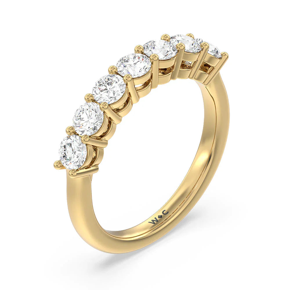 Seven Stone Round Brilliant Cut Diamond Ring (E+ VS+) with 18KT Yellow Gold / Lab / 1 1/2 Cut Diamond in 14KT Yellow Gold / Lab / 1 1/2 view 3
