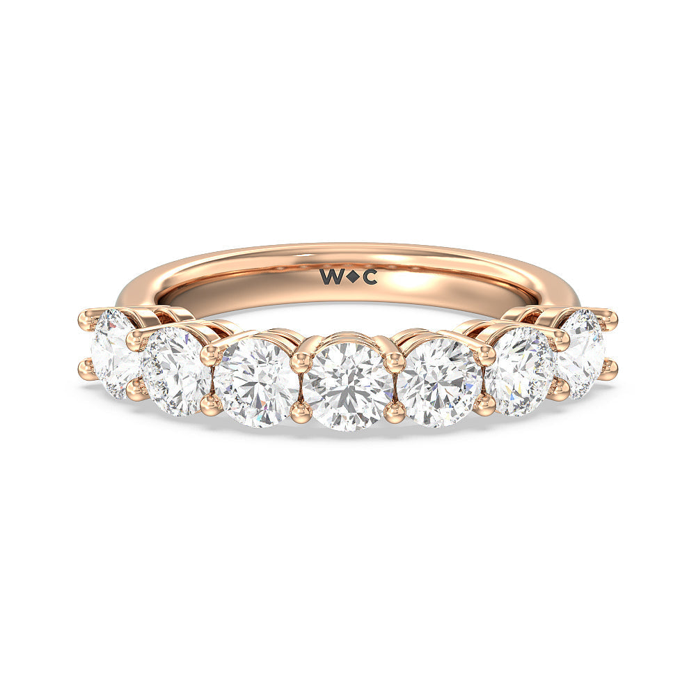 Seven Stone Round Brilliant Cut Diamond Ring (G/H SI+) with 18KT Rose Gold / Natural / 2 Cut Diamond in 14KT Rose Gold / Natural / 2 view 1
