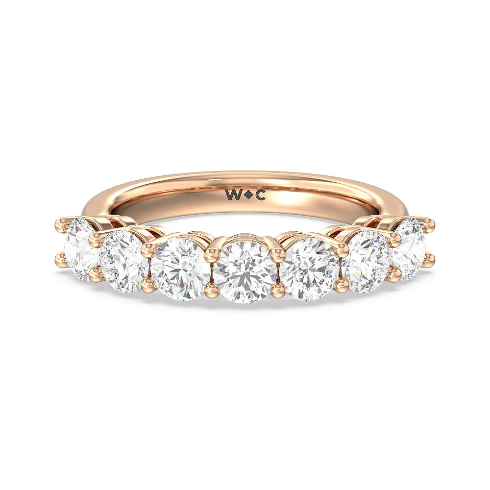 Seven Stone Round Brilliant Cut Diamond Ring (E+ VS+) with 18KT Rose Gold / Lab / 2 Cut Diamond in 14KT Rose Gold / Lab / 2 view 1
