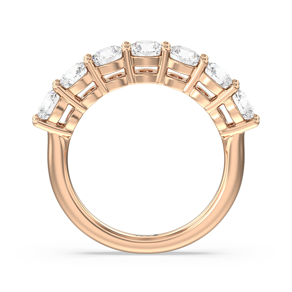 Seven Stone Round Brilliant Cut Diamond Ring (G/H SI+) with 18KT Rose Gold / Natural / 2 Cut Diamond in 14KT Rose Gold / Natural / 2 view 2
