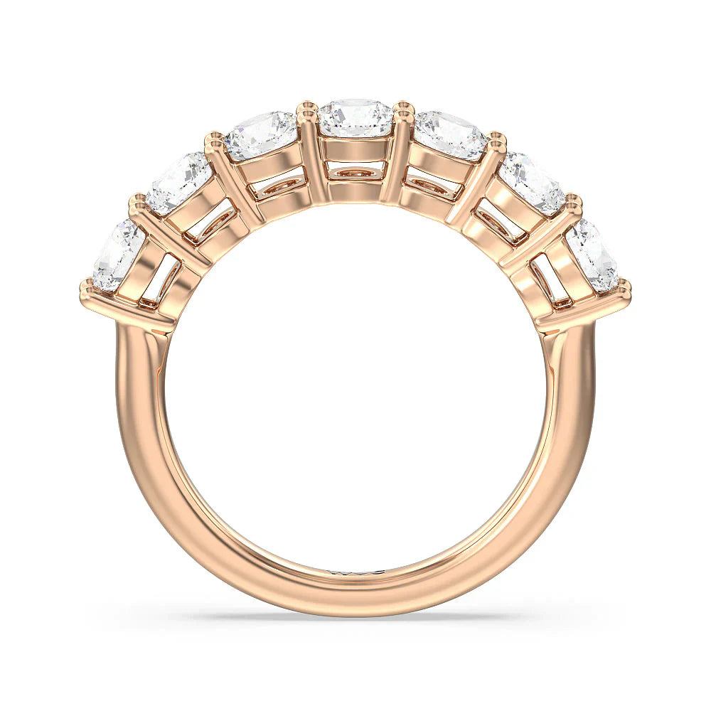 Seven Stone Round Brilliant Cut Diamond Ring (E+ VS+) with 18KT Rose Gold / Lab / 2 Cut Diamond in 14KT Rose Gold / Lab / 2 view 2
