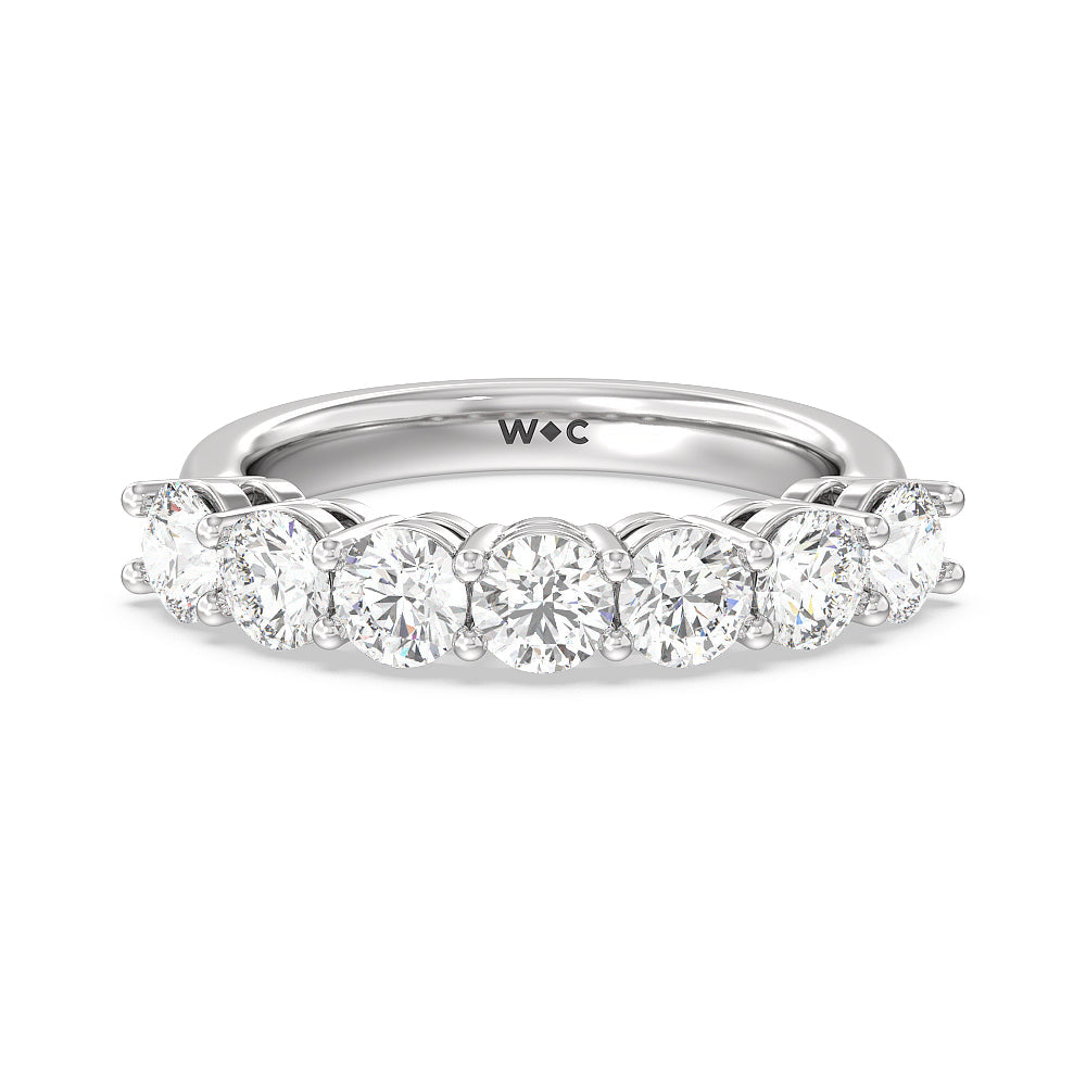 Seven Stone Round Brilliant Cut Diamond Ring (G/H SI+) with Platinum / Natural / 2 Cut Diamond in 14KT Platinum / Natural / 2 view 1
