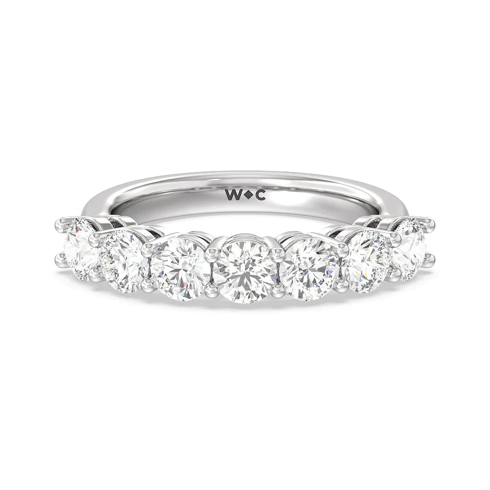 Seven Stone Round Brilliant Cut Diamond Ring (E+ VS+) with Platinum / Lab / 2 Cut Diamond in 14KT Platinum / Lab / 2 view 1
