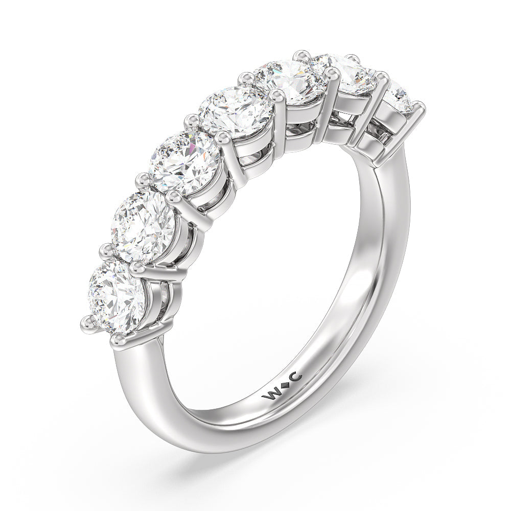 Seven Stone Round Brilliant Cut Diamond Ring (G/H SI+) with Platinum / Natural / 2 Cut Diamond in 14KT Platinum / Natural / 2 view 3
