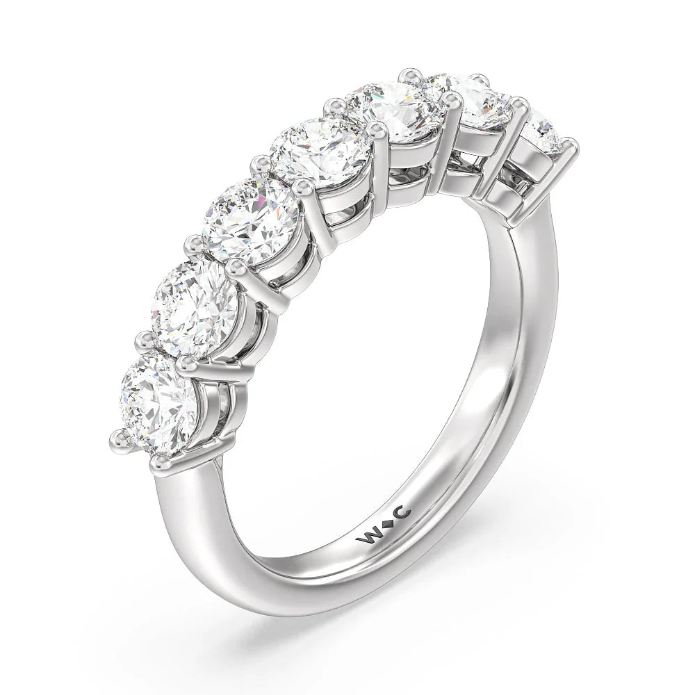 Seven Stone Round Brilliant Cut Diamond Ring (E+ VS+) with Platinum / Lab / 2 Cut Diamond in 14KT Platinum / Lab / 2 view 3

