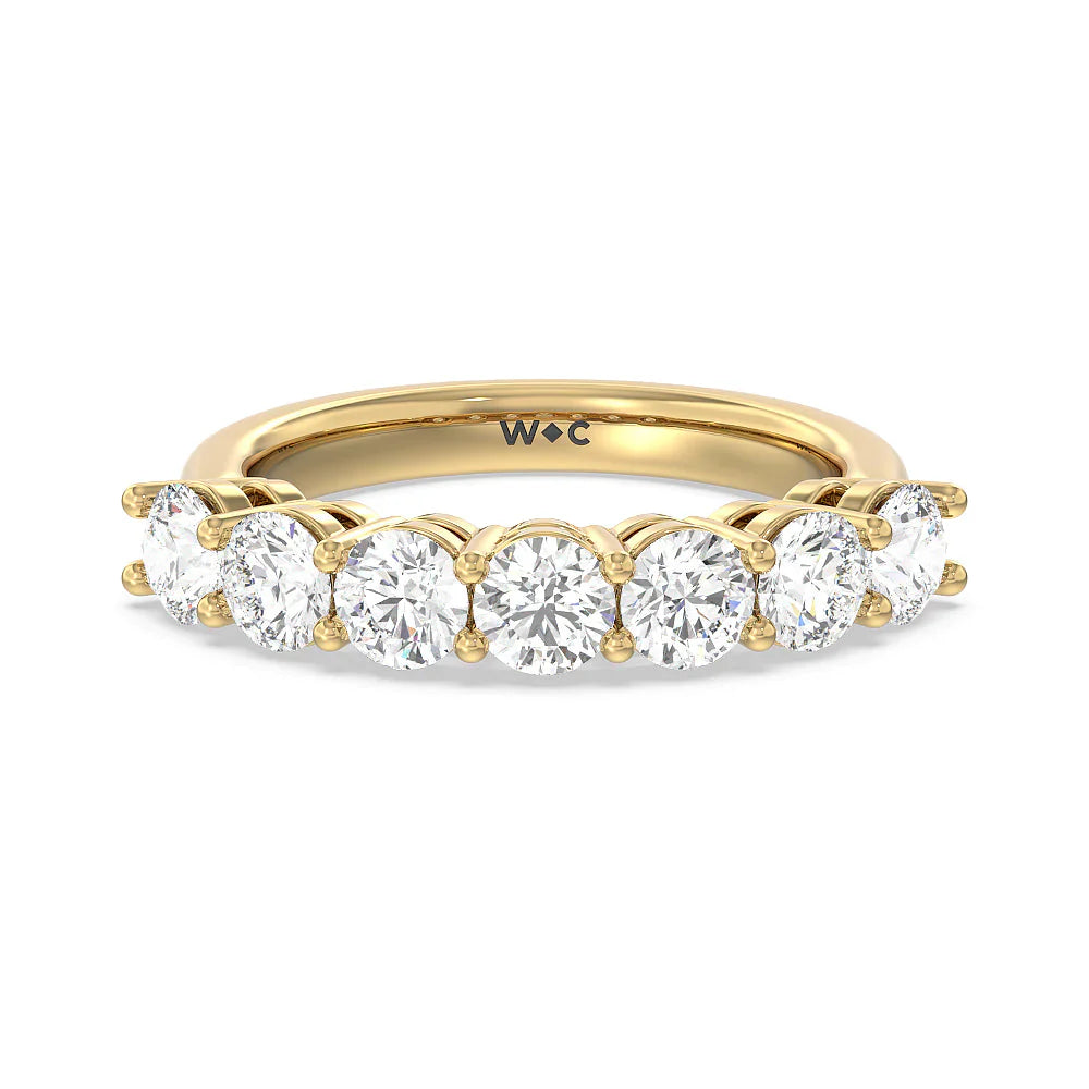 Seven Stone Round Brilliant Cut Diamond Ring (E+ VS+) with 18KT Yellow Gold / Lab / 2 Cut Diamond in 14KT Yellow Gold / Lab / 2 view 1
