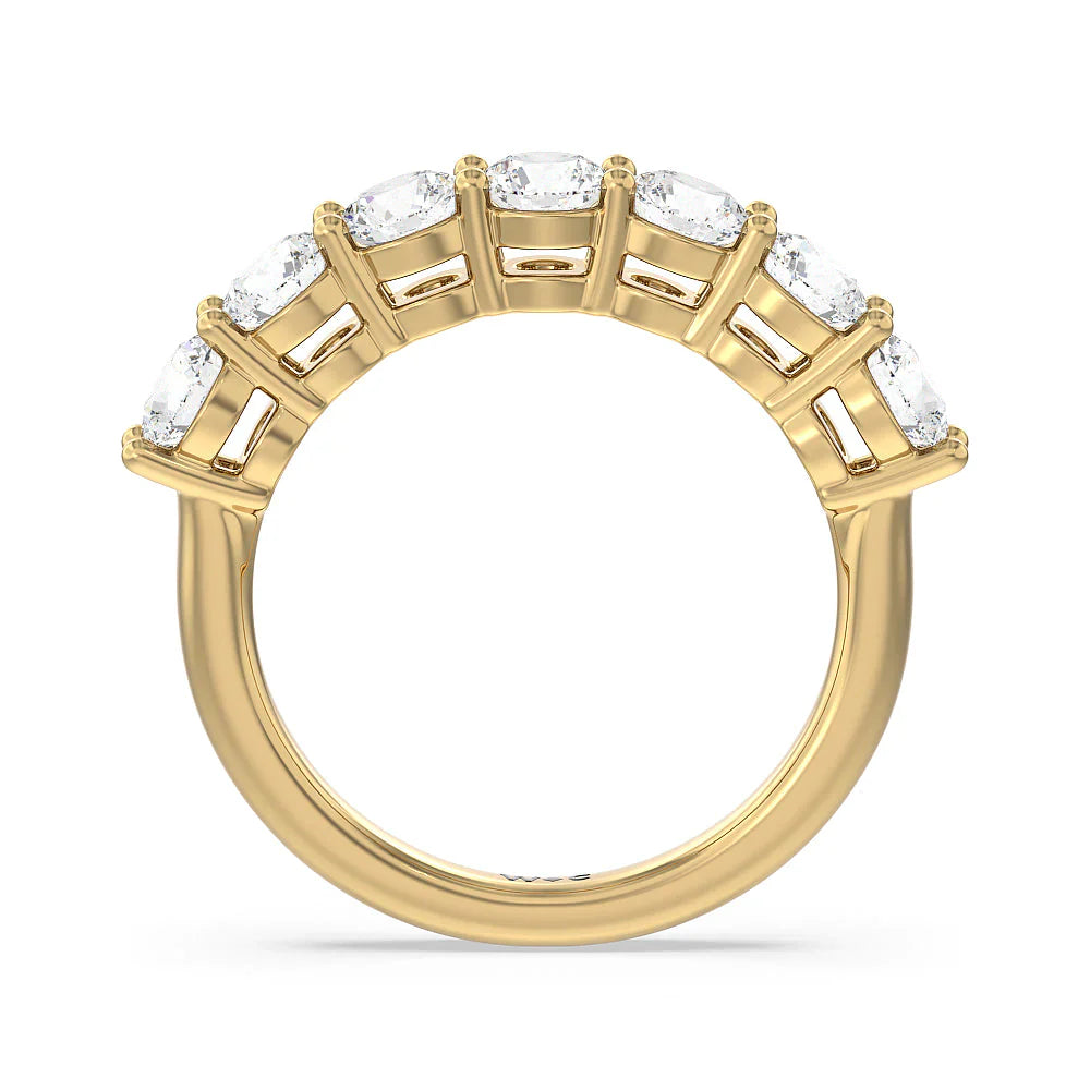 Seven Stone Round Brilliant Cut Diamond Ring (E+ VS+) with 18KT Yellow Gold / Lab / 2 Cut Diamond in 14KT Yellow Gold / Lab / 2 view 2
