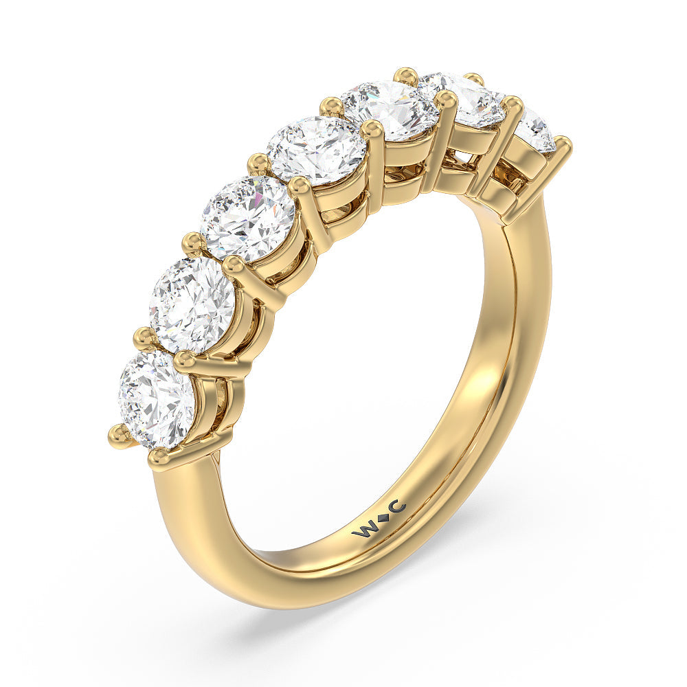 Seven Stone Round Brilliant Cut Diamond Ring (G/H SI+) with 18KT Yellow Gold / Natural / 2 Cut Diamond in 14KT Yellow Gold / Natural / 2 view 3
