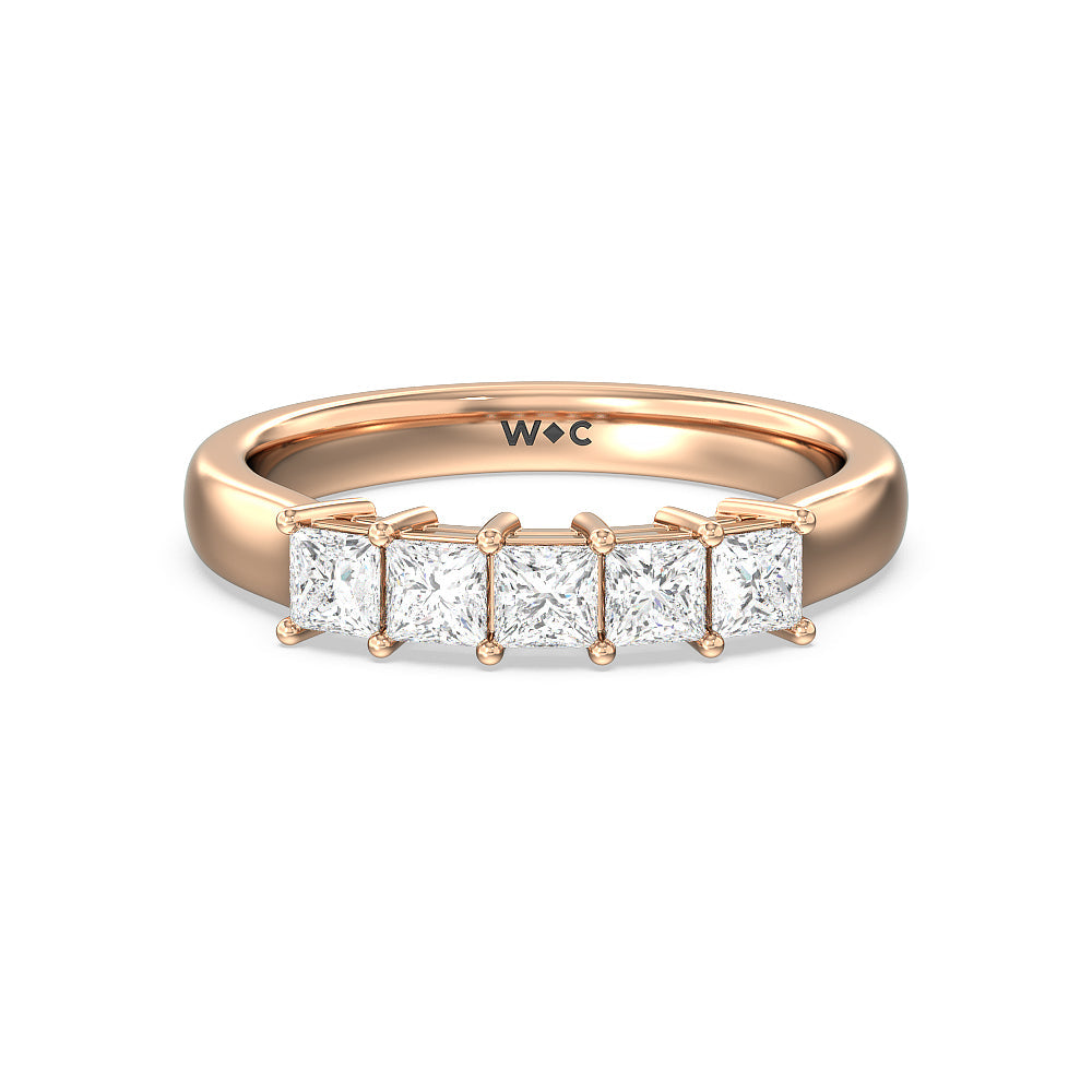 Five Stone Princess Cut Diamond Ring (G/H SI+) with 18KT Rose Gold / Natural / 1 Cut Diamond in 14KT Rose Gold / Natural / 1 view 1
