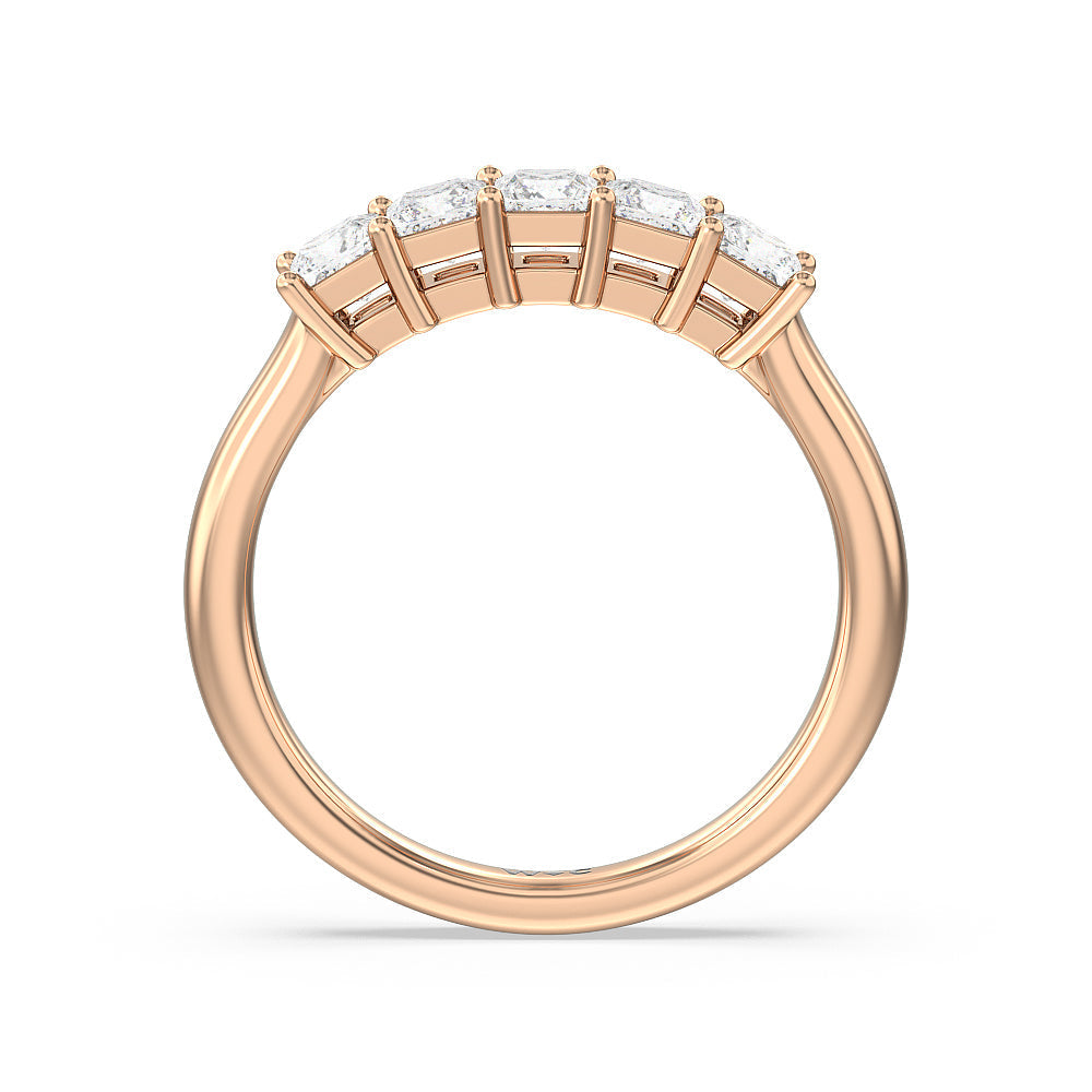 Five Stone Princess Cut Diamond Ring (G/H SI+) with 18KT Rose Gold / Natural / 1 Cut Diamond in 14KT Rose Gold / Natural / 1 view 2
