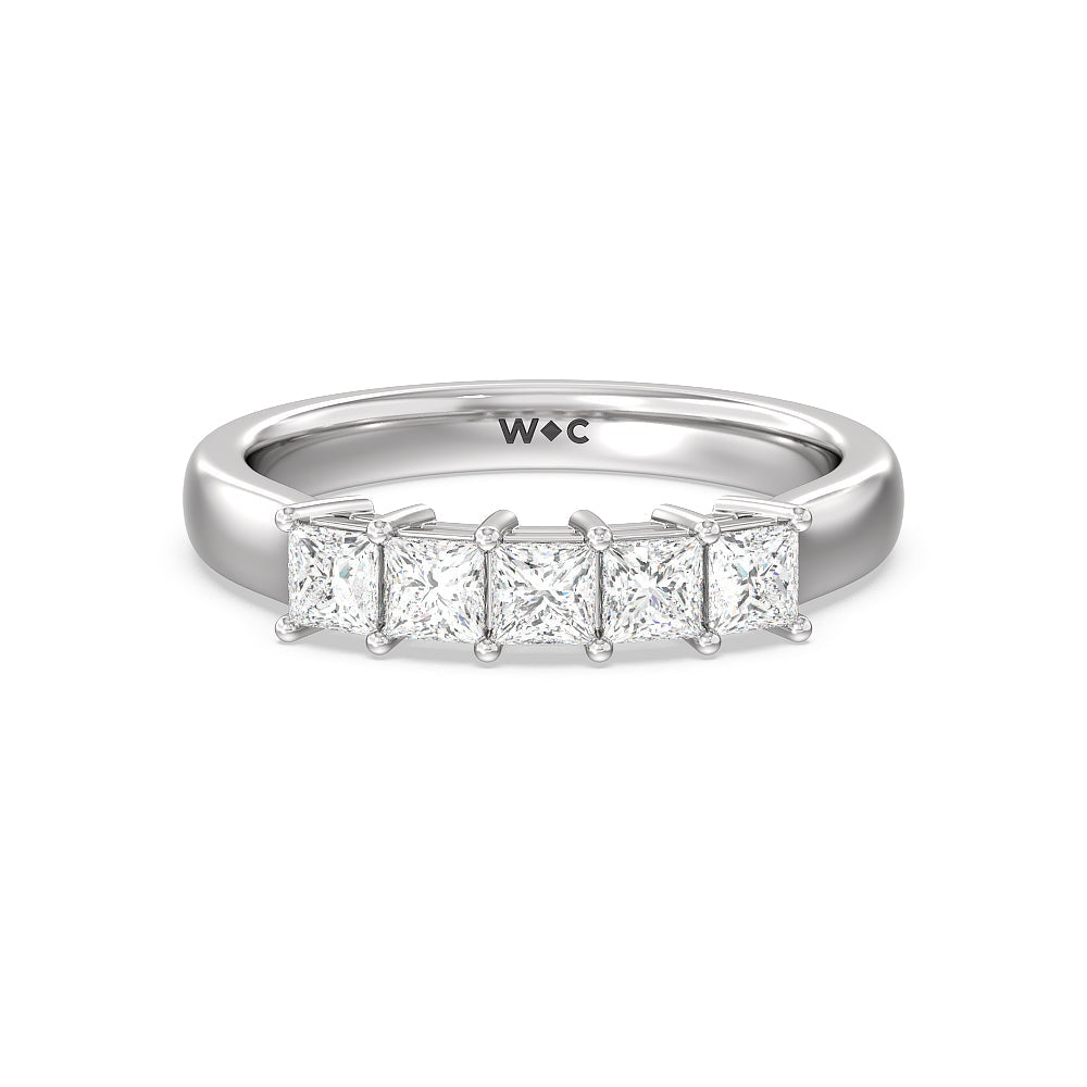 Five Stone Princess Cut Diamond Ring (G/H SI+) with Platinum / Natural / 1 Cut Diamond in 14KT Platinum / Natural / 1 view 1
