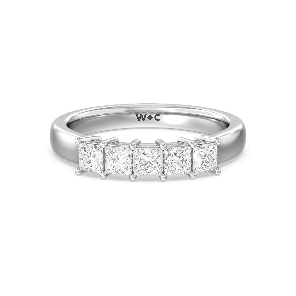 Five Stone Princess Cut Diamond Ring (E+ VS+) with Platinum / Lab / 1 Cut Diamond in 14KT Platinum / Lab / 1 view 1
