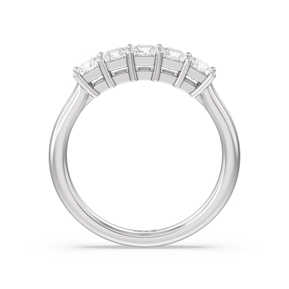 Five Stone Princess Cut Diamond Ring (G/H SI+) with Platinum / Natural / 1 Cut Diamond in 14KT Platinum / Natural / 1 view 2
