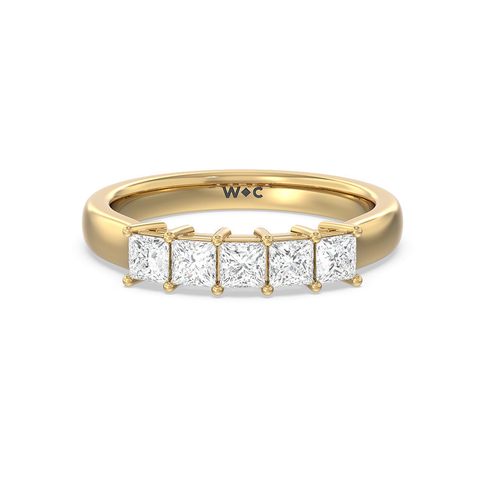 Five Stone Princess Cut Diamond Ring (G/H SI+) with 18KT Yellow Gold / Natural / 1 Cut Diamond in 14KT Yellow Gold / Natural / 1 view 1
