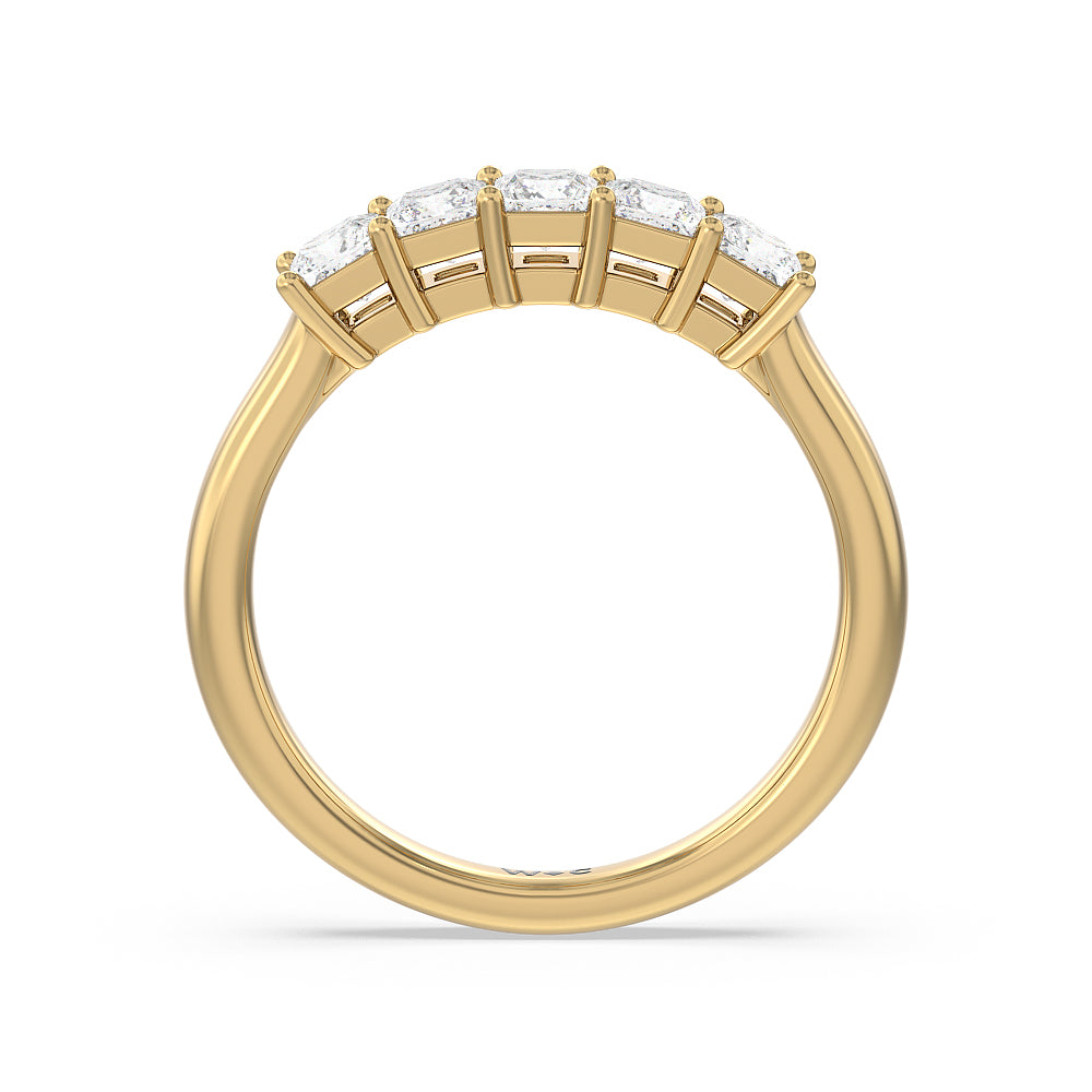 Five Stone Princess Cut Diamond Ring (G/H SI+) with 18KT Yellow Gold / Natural / 1 Cut Diamond in 14KT Yellow Gold / Natural / 1 view 2
