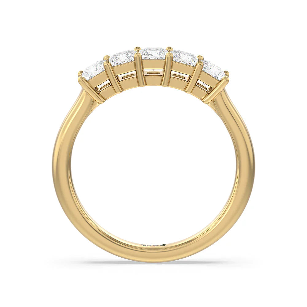 Five Stone Princess Cut Diamond Ring (E+ VS+) with 18KT Yellow Gold / Lab / 1 Cut Diamond in 14KT Yellow Gold / Lab / 1 view 2
