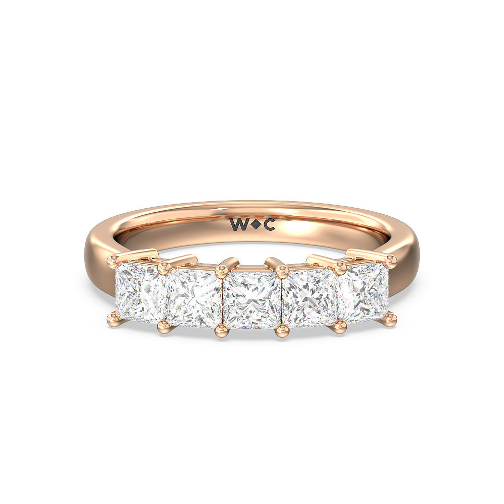 Five Stone Princess Cut Diamond Ring (G/H SI+) with 18KT Rose Gold / Natural / 1 1/2 Cut Diamond in 14KT Rose Gold / Natural / 1 1/2 view 1
