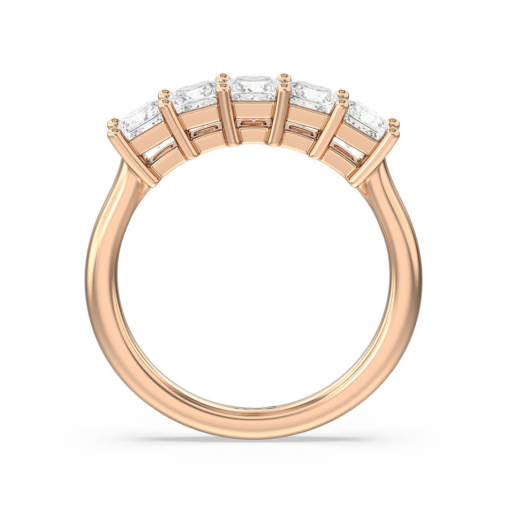Five Stone Princess Cut Diamond Ring (G/H SI+) with 18KT Rose Gold / Natural / 1 1/2 Cut Diamond in 14KT Rose Gold / Natural / 1 1/2 view 2
