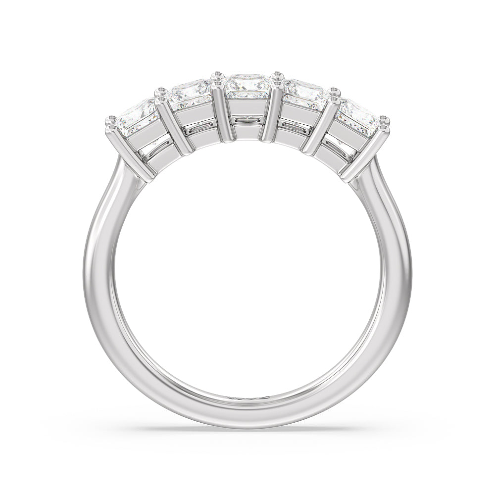Five Stone Princess Cut Diamond Ring (G/H SI+) with Platinum / Natural / 1 1/2 Cut Diamond in 14KT Platinum / Natural / 1 1/2 view 2
