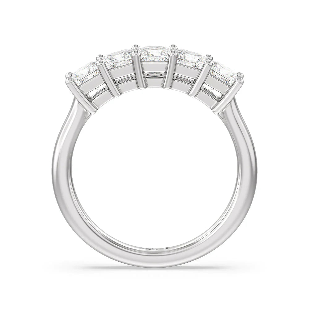 Five Stone Princess Cut Diamond Ring (E+ VS+) with Platinum / Lab / 1 1/2 Cut Diamond in 14KT Platinum / Lab / 1 1/2 view 2
