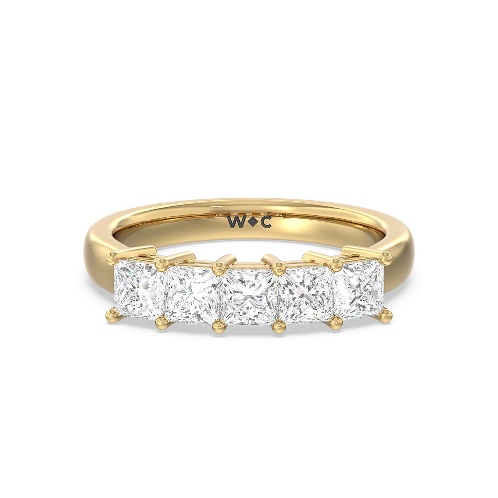Five Stone Princess Cut Diamond Ring (E+ VS+) with 18KT Yellow Gold / Lab / 1 1/2 Cut Diamond in 14KT Yellow Gold / Lab / 1 1/2 view 1
