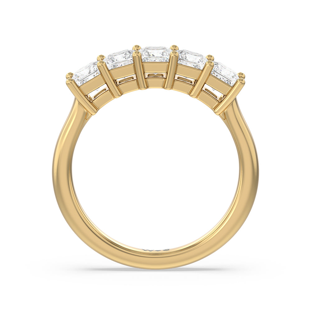 Five Stone Princess Cut Diamond Ring (G/H SI+) with 18KT Yellow Gold / Natural / 1 1/2 Cut Diamond in 14KT Yellow Gold / Natural / 1 1/2 view 2
