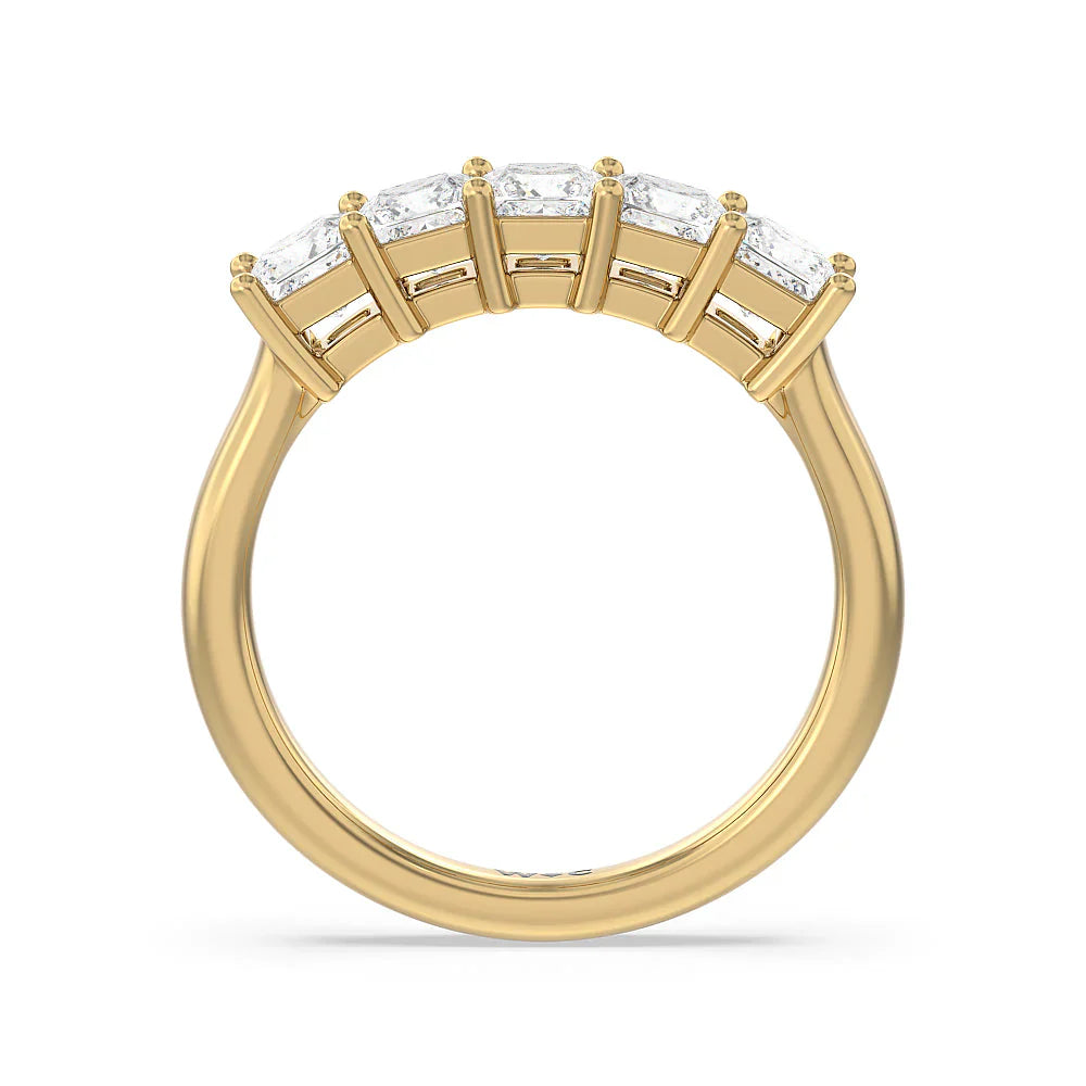 Five Stone Princess Cut Diamond Ring (E+ VS+) with 18KT Yellow Gold / Lab / 1 1/2 Cut Diamond in 14KT Yellow Gold / Lab / 1 1/2 view 2
