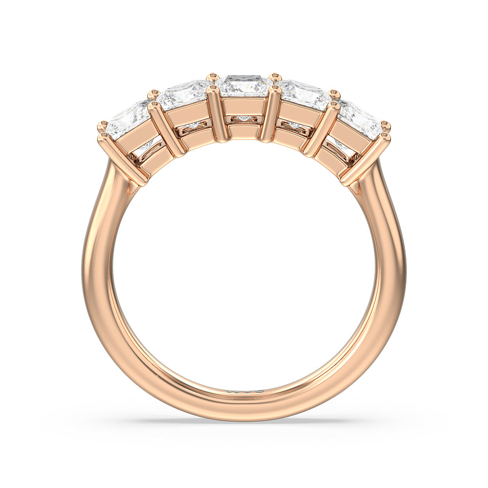 Five Stone Princess Cut Diamond Ring (G/H SI+) with 18KT Rose Gold / Natural / 2 Cut Diamond in 14KT Rose Gold / Natural / 2 view 2
