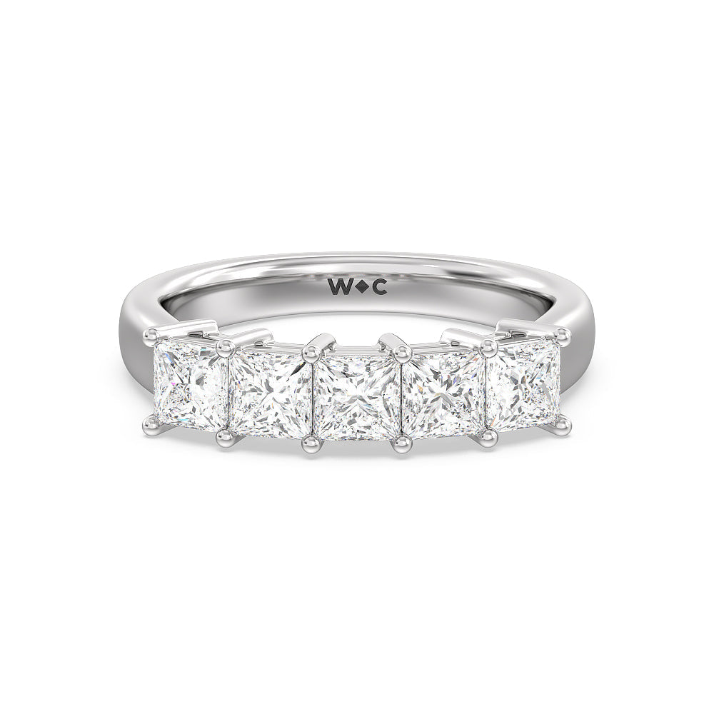 Five Stone Princess Cut Diamond Ring (G/H SI+) with Platinum / Natural / 2 Cut Diamond in 14KT Platinum / Natural / 2 view 1
