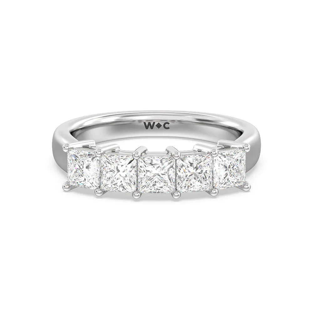 Five Stone Princess Cut Diamond Ring (E+ VS+) with Platinum / Lab / 2 Cut Diamond in 14KT Platinum / Lab / 2 view 1
