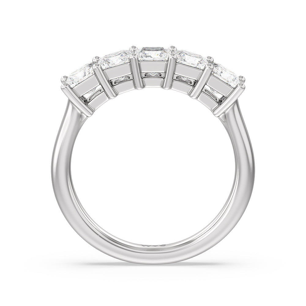 Five Stone Princess Cut Diamond Ring (G/H SI+) with Platinum / Natural / 2 Cut Diamond in 14KT Platinum / Natural / 2 view 2
