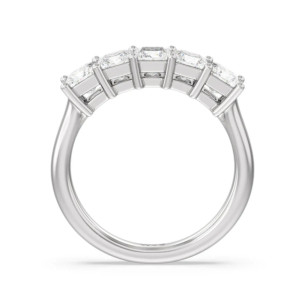 Five Stone Princess Cut Diamond Ring (E+ VS+) with Platinum / Lab / 2 Cut Diamond in 14KT Platinum / Lab / 2 view 2
