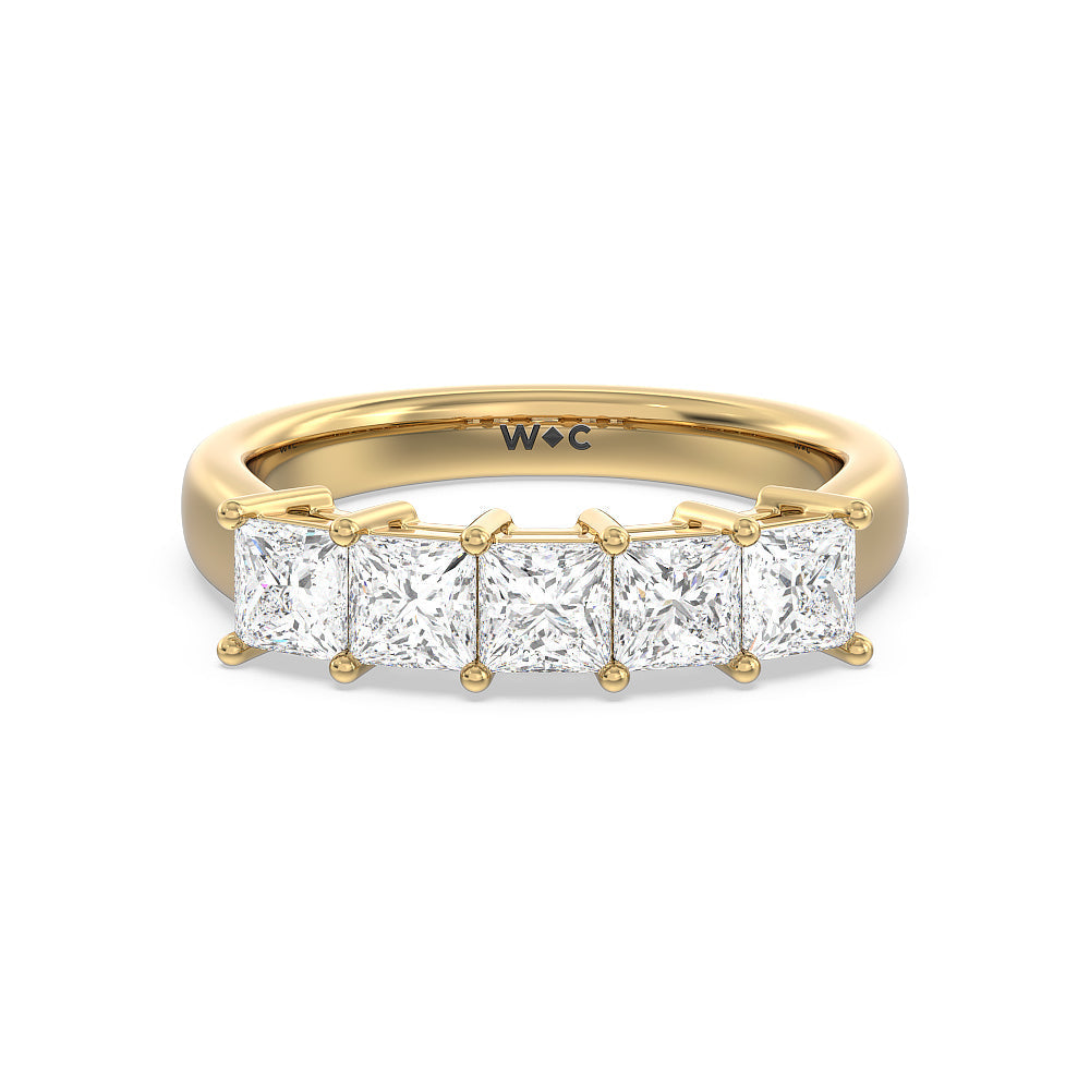 Five Stone Princess Cut Diamond Ring (G/H SI+) with 18KT Yellow Gold / Natural / 2 Cut Diamond in 14KT Yellow Gold / Natural / 2 view 1
