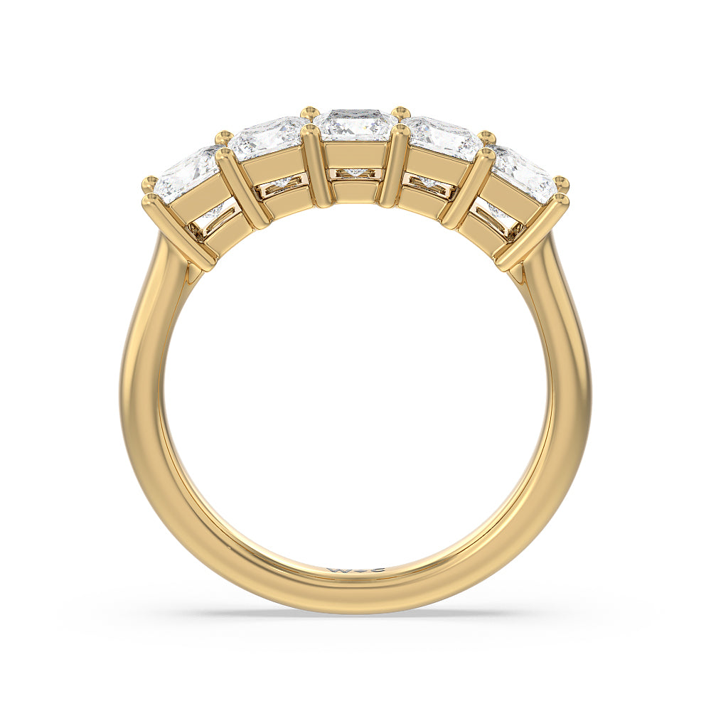 Five Stone Princess Cut Diamond Ring (G/H SI+) with 18KT Yellow Gold / Natural / 2 Cut Diamond in 14KT Yellow Gold / Natural / 2 view 2
