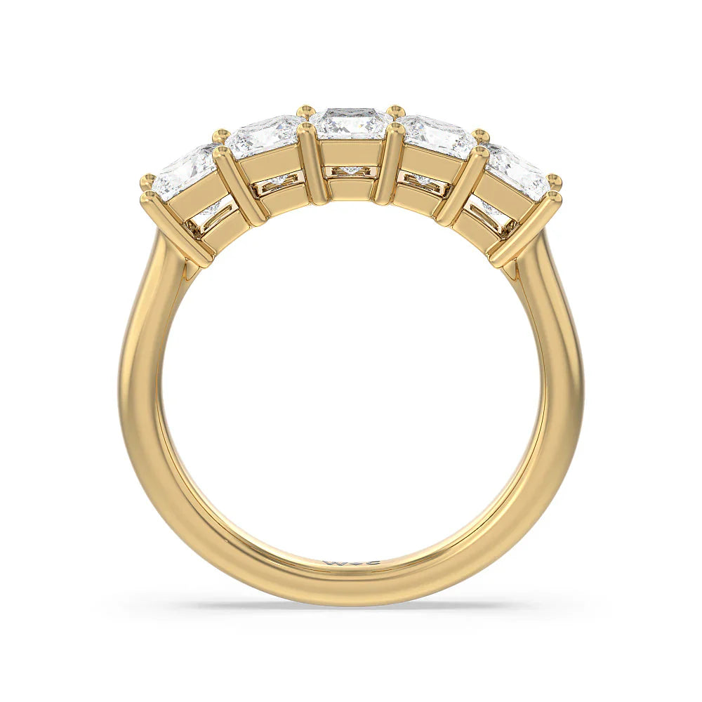 Five Stone Princess Cut Diamond Ring (E+ VS+) with 18KT Yellow Gold / Lab / 2 Cut Diamond in 14KT Yellow Gold / Lab / 2 view 2
