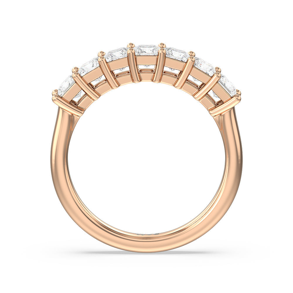 Seven Stone Princess Cut Diamond Ring with 18KT Rose Gold / Natural / 1 1/2 Cut Diamond in 14KT Rose Gold / Natural / 1 1/2 view 2

