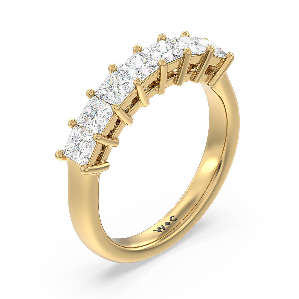 Seven Stone Princess Cut Diamond Ring with 18KT Yellow Gold / Natural / 1 1/2 Cut Diamond in 14KT Yellow Gold / Natural / 1 1/2 view 3
